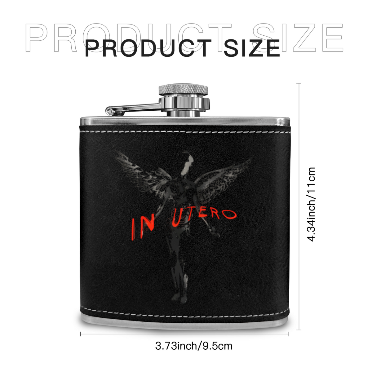 Nirvana In Utero Longform 6oz vintage-style stainless steel hip flask product image