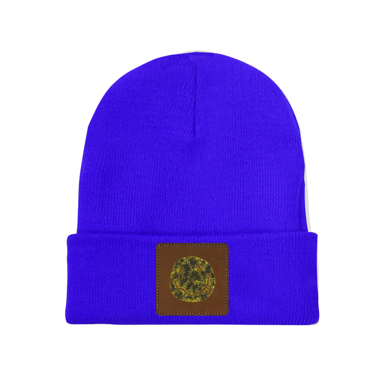 Nirvana I’m So Happy Smiley Square Patch Beanie