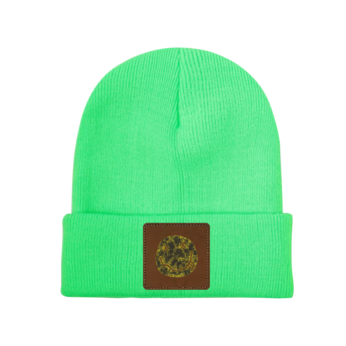 Nirvana I’m So Happy Smiley Square Patch Beanie
