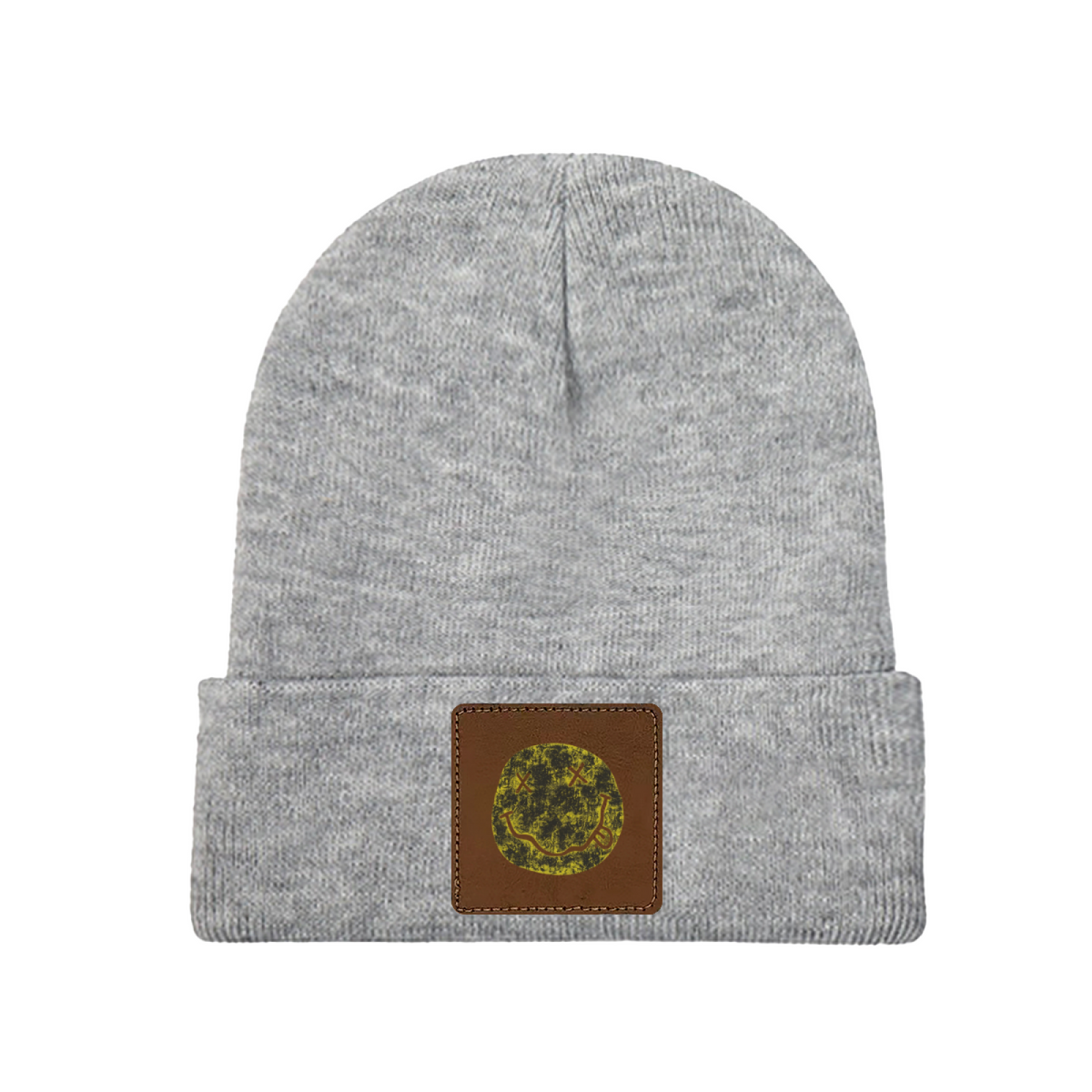 Nirvana I’m So Happy Smiley Square Patch Beanie