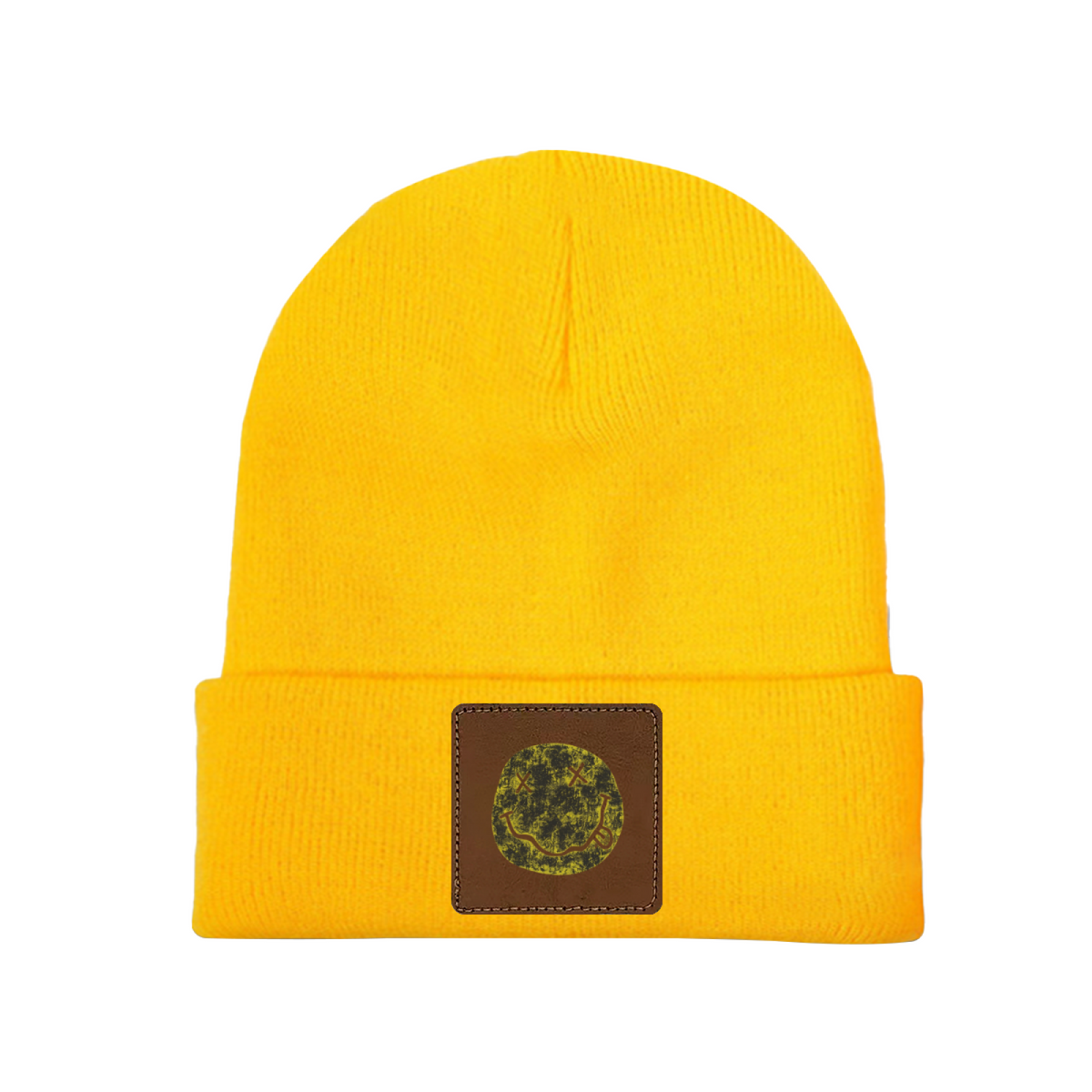Nirvana I’m So Happy Smiley Square Patch Beanie