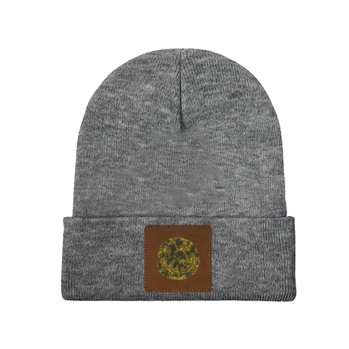 Nirvana I’m So Happy Smiley Square Patch Beanie