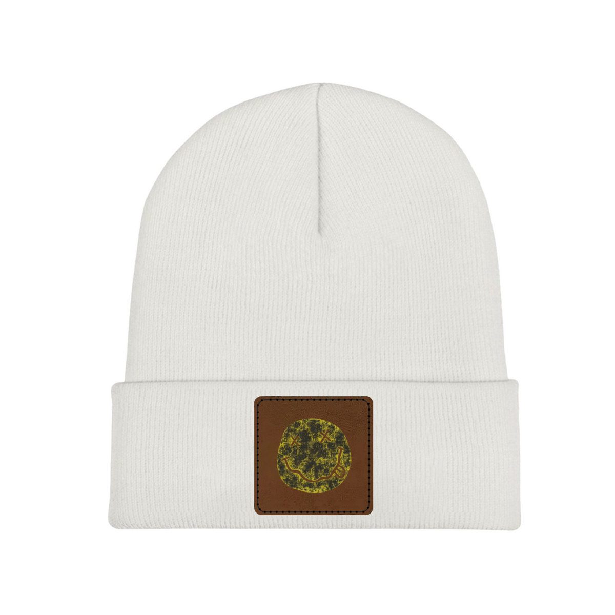 Nirvana I’m So Happy Smiley Square Patch Beanie