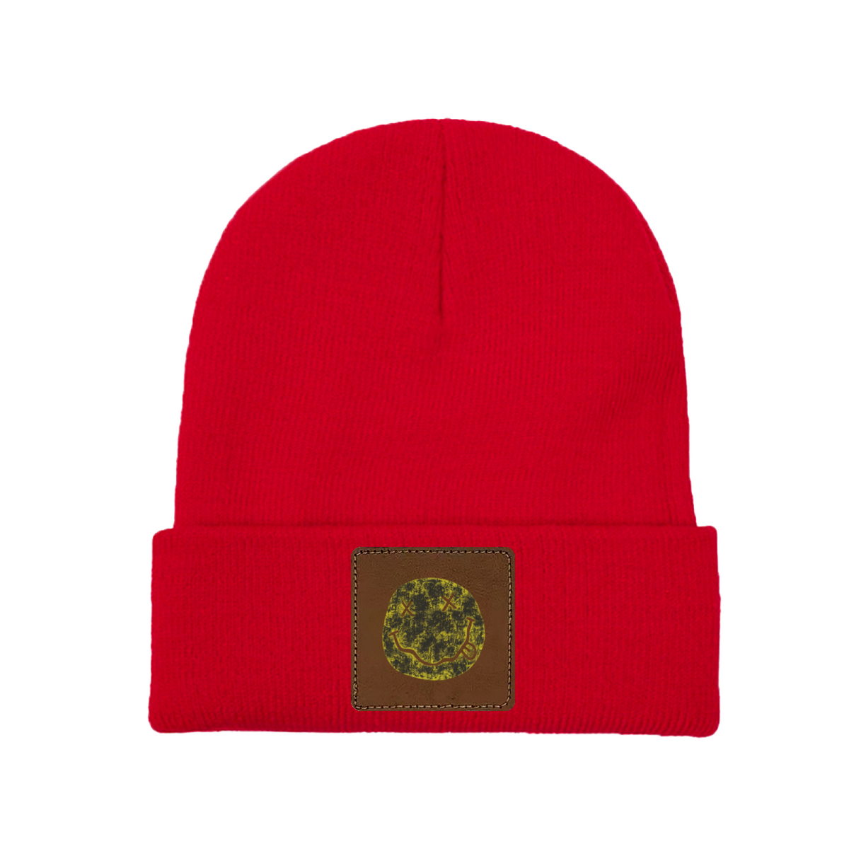 Nirvana I’m So Happy Smiley Square Patch Beanie