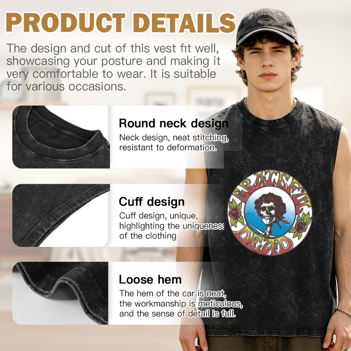 Grateful Dead washed graphic tank top with Vintage Circle Bertha graphic