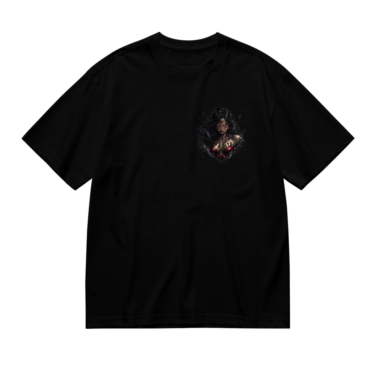 Dark Warrior Chest Print Women's T-Shirt for Everyday Wear