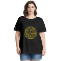 Graphic T-shirt product image with distressed yellow smiley artwork, black colorway