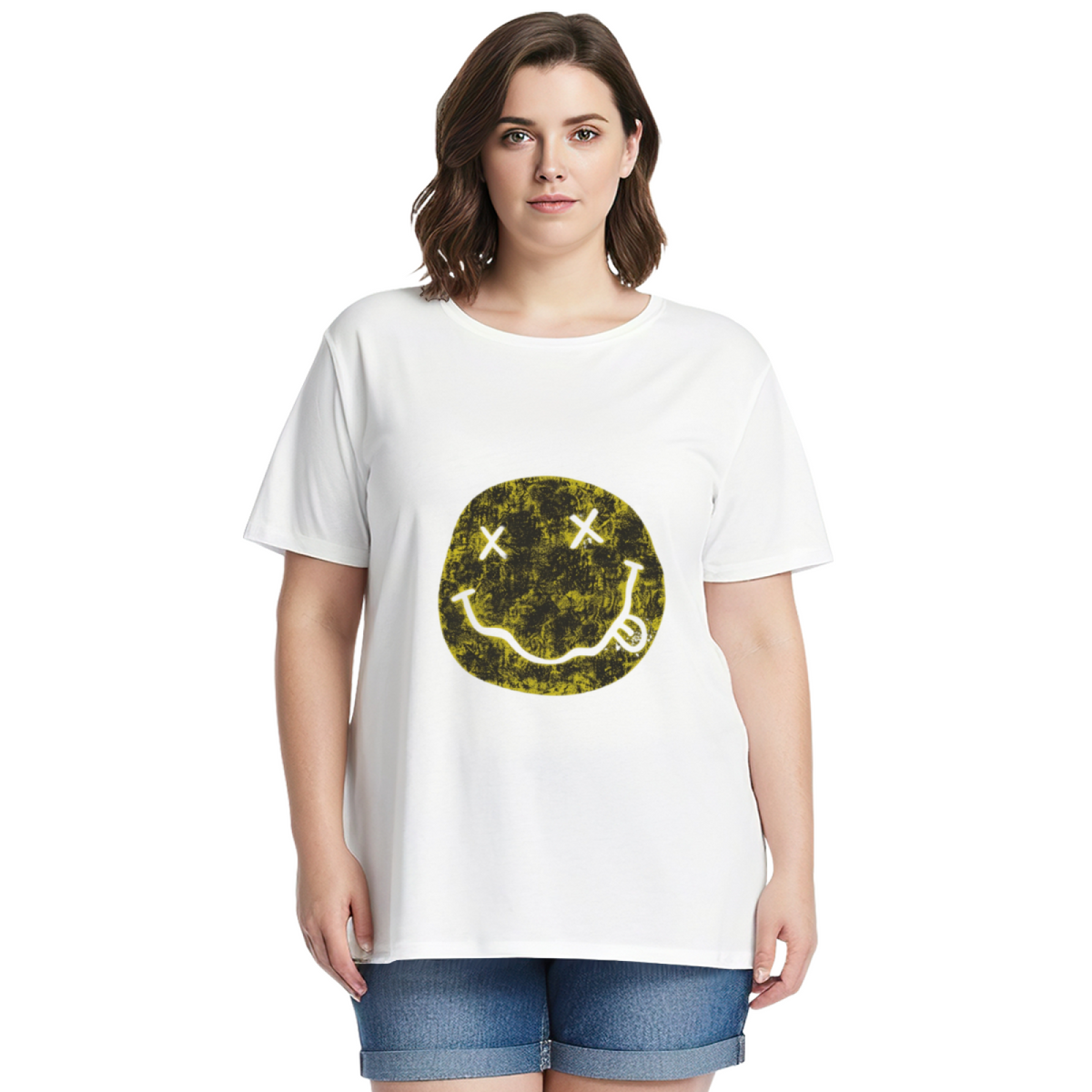 Nirvana Distressed Smiley Face Graphic T-Shirt