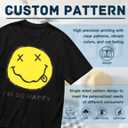 Nirvana I’m So Happy Yellow Smiley Graphic T-Shirt — product design preview of the artwork; the words “I’m So Happy” appear with a yellow smiley-face graphic