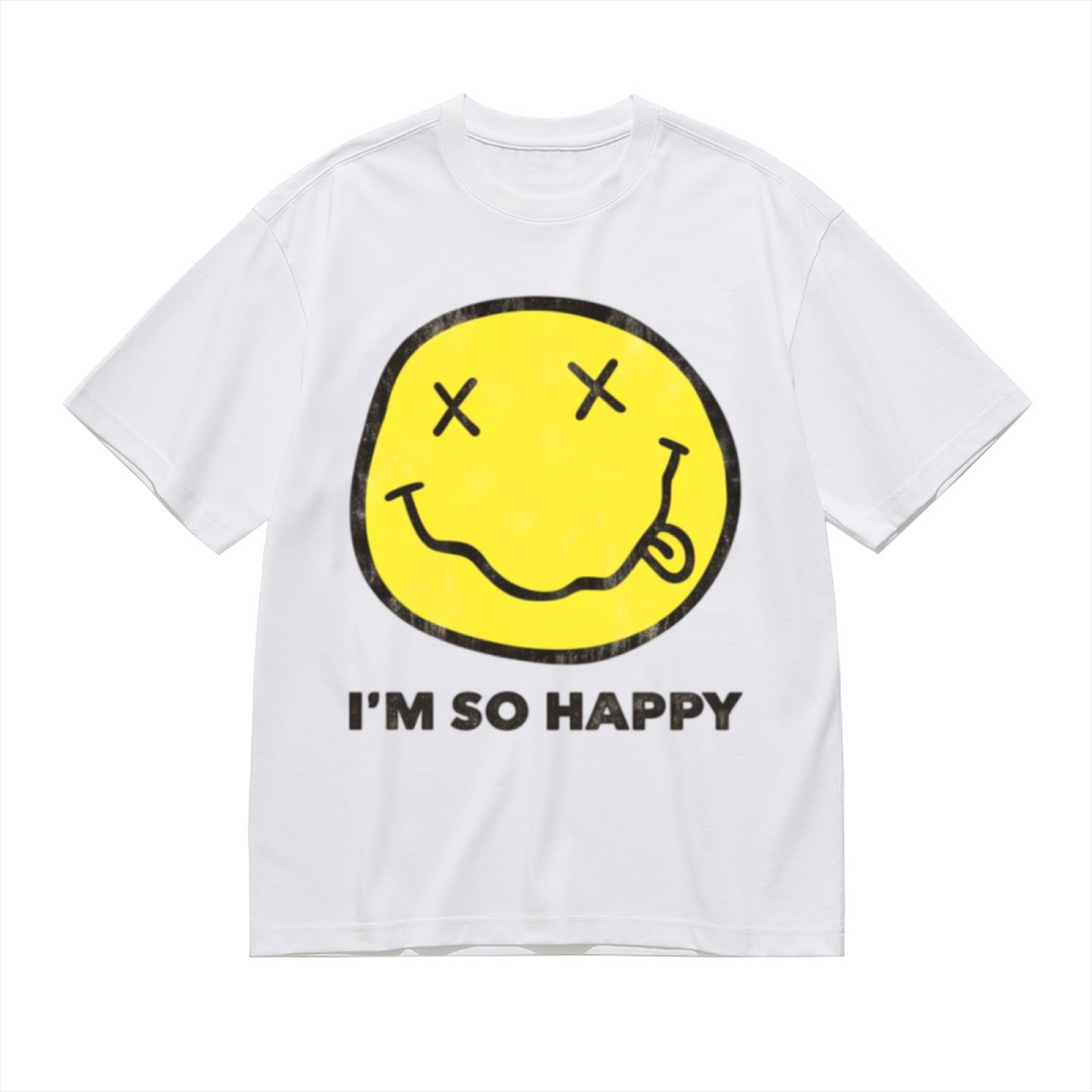 Nirvana I’m So Happy Yellow Smiley Graphic T-Shirt