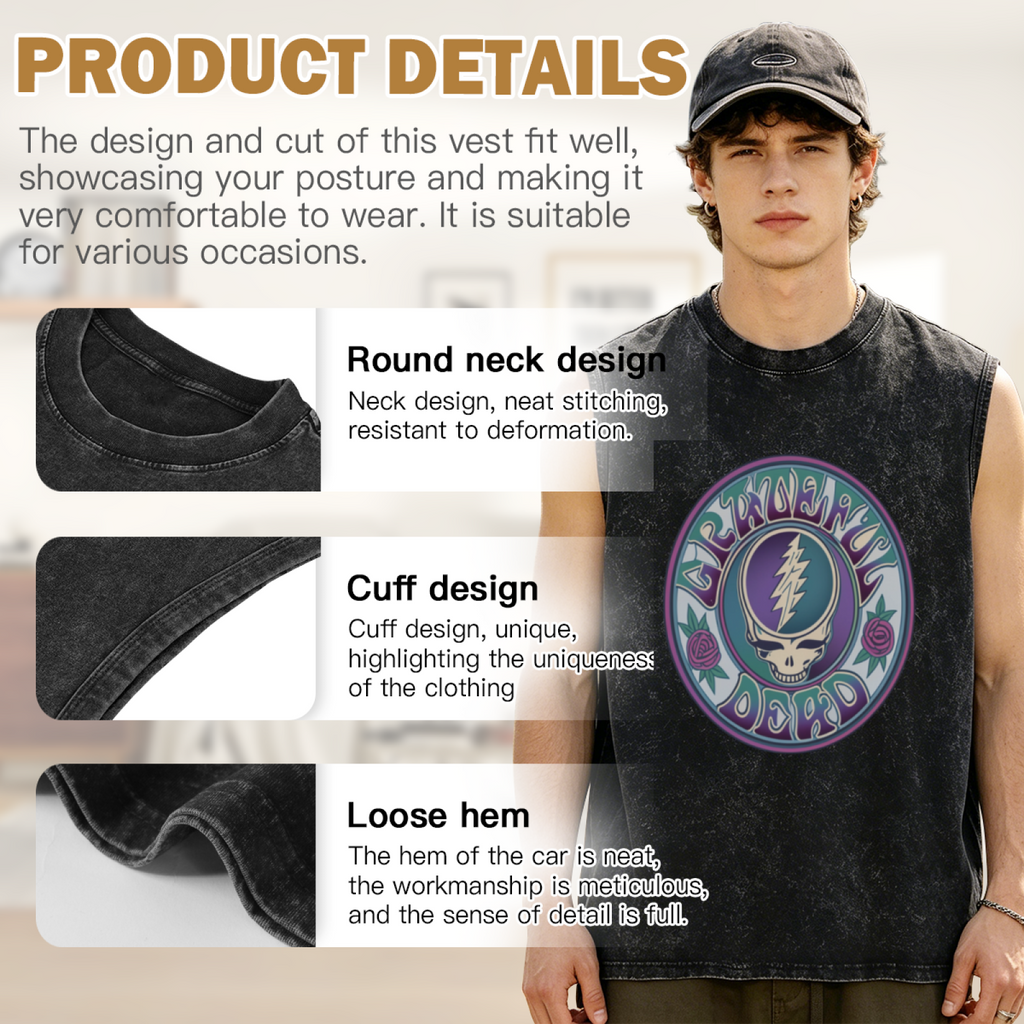Grateful Dead washed graphic tank top with Batik Syf graphic