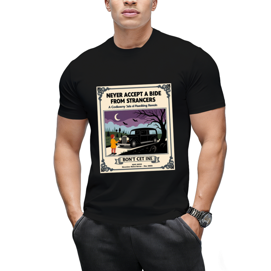 Never Accept a Ride from Strangers Horror Book Cover Graphic T-Shirt