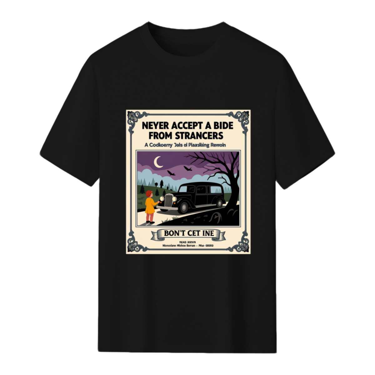 Never Accept a Ride from Strangers Horror Book Cover Graphic T-Shirt