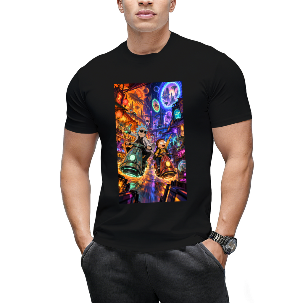Neon Scooter Chase Men's T-Shirt for Nightlife