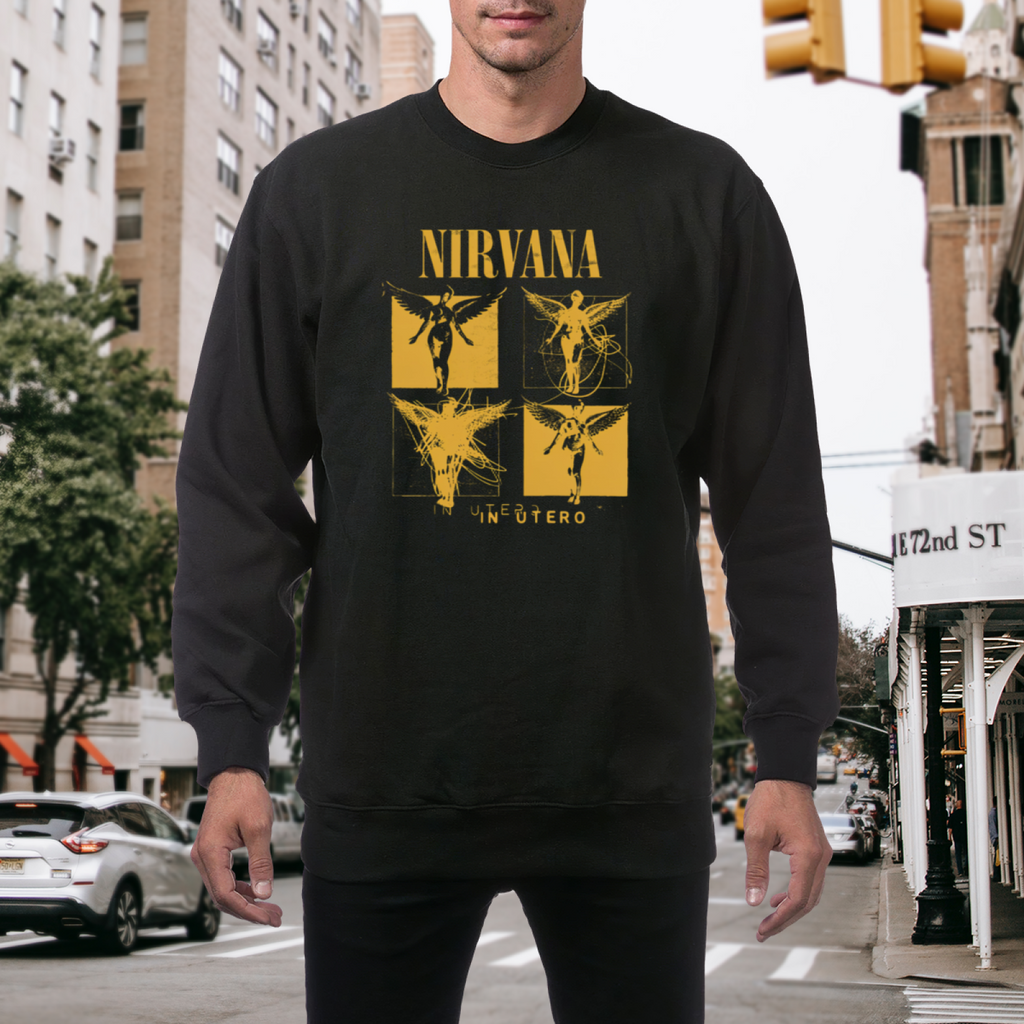 Artwork preview for Nirvana In Utero Yellow Angel Crewneck Sweatshirt