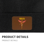 Nirvana In Utero Album Art Knit Beanie – Nirvana-themed rectangular patch beanie product image, Red option