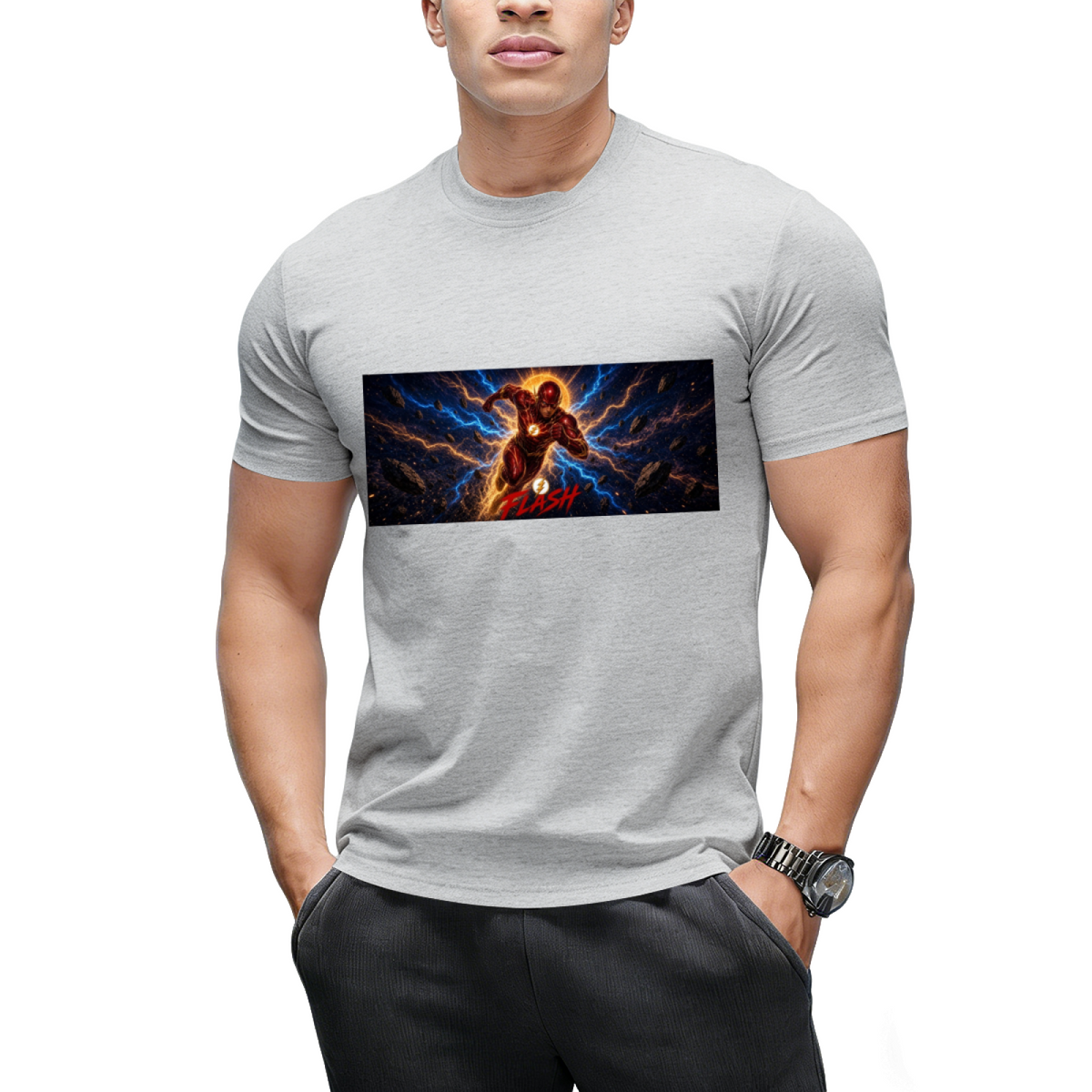 Personalized Flash Horizontal Tee - Vintage Comic Art
