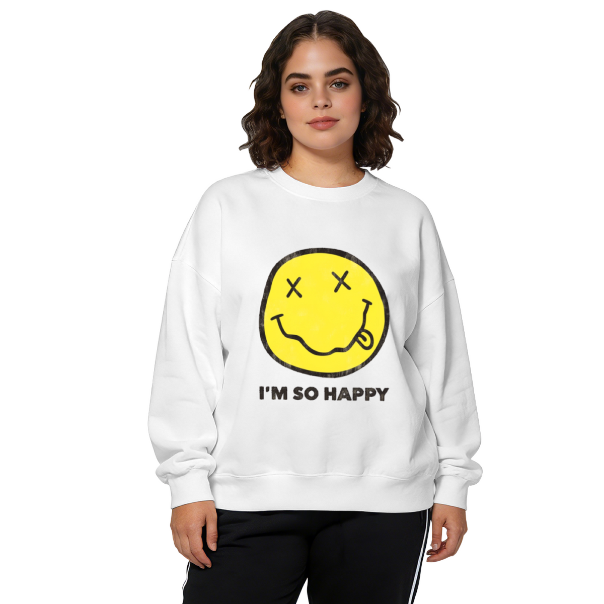 Nirvana Im So Happy Smiley Crewneck Sweatshirt