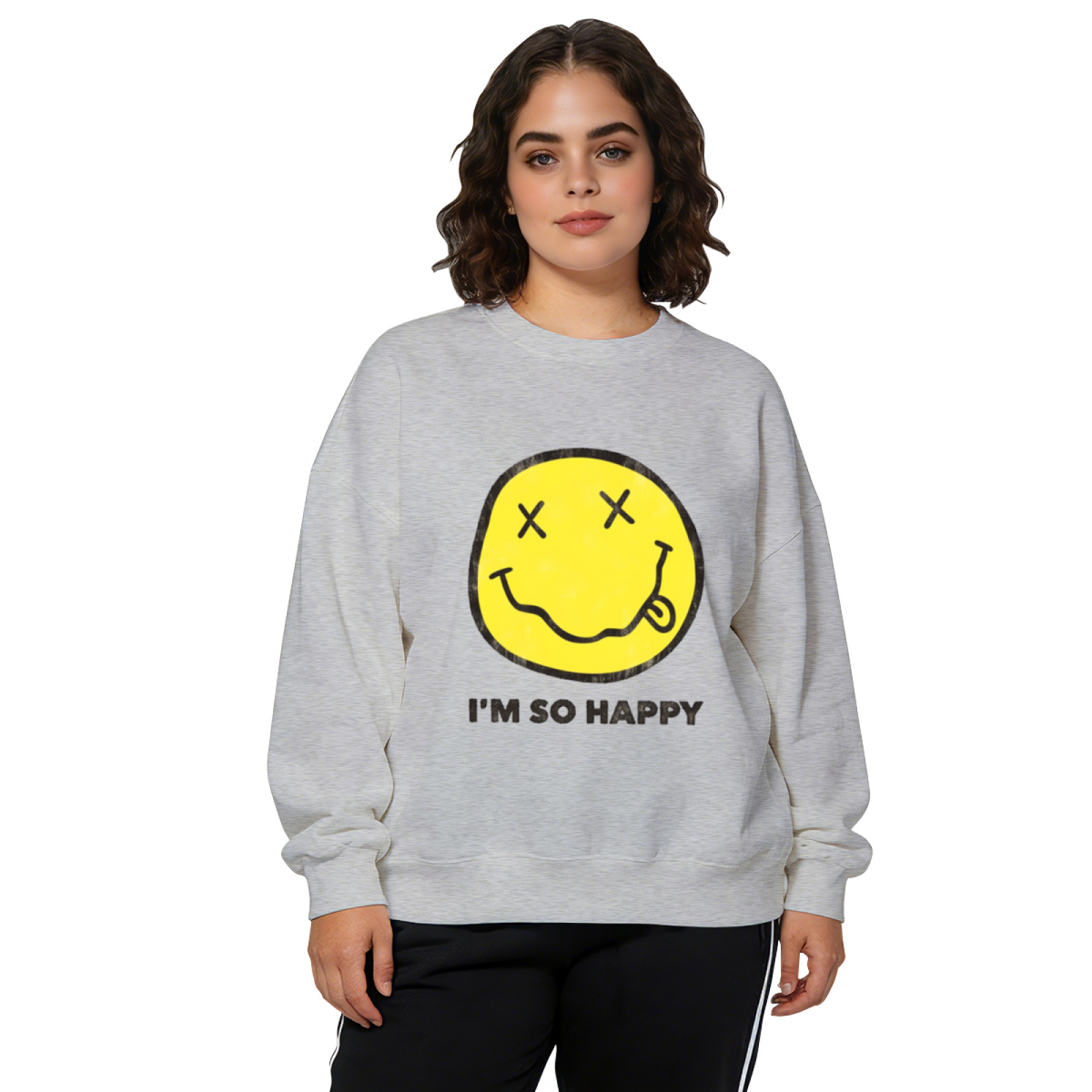 Nirvana Im So Happy Smiley Crewneck Sweatshirt