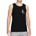 Grateful Dead Blue tie dye jerry garcia with a white crescent moon face print called jerry moon short graphic tank top product image