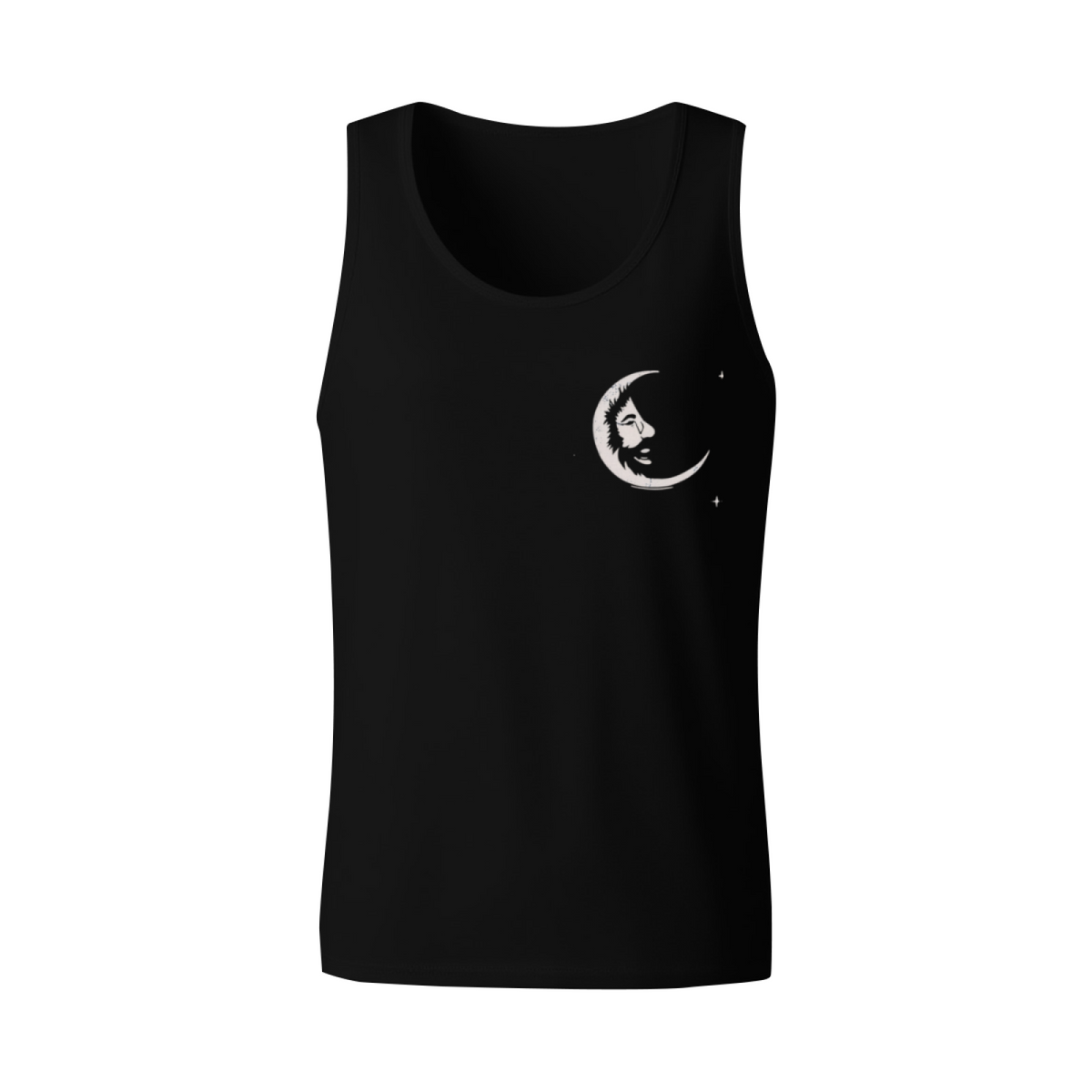 Grateful Dead Blue tie dye jerry garcia with a white crescent moon face print called jerry moon short graphic tank top product image