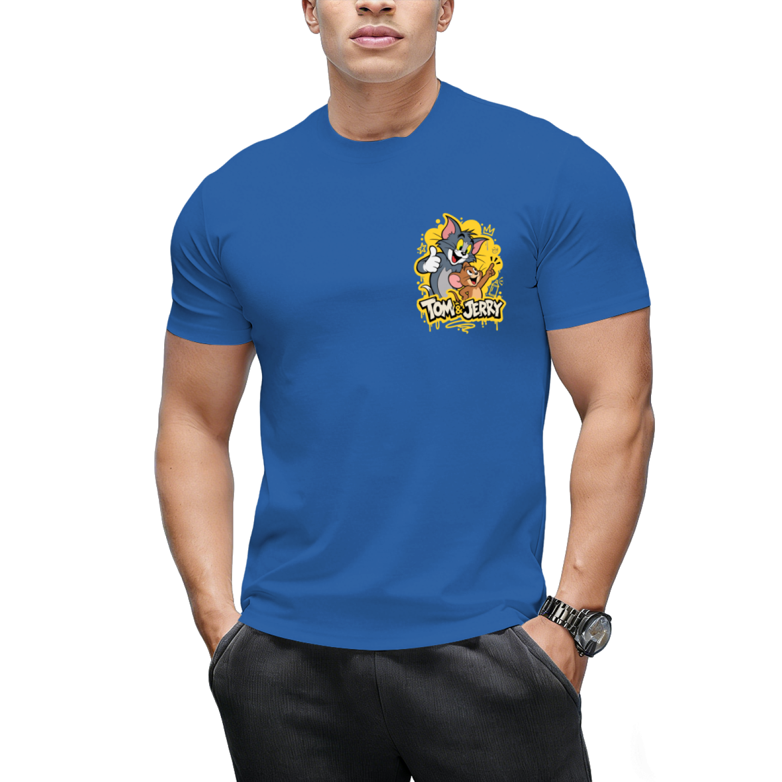 Tom and Jerry Thumbs Up "Happy Time" Graffiti T-Shirt