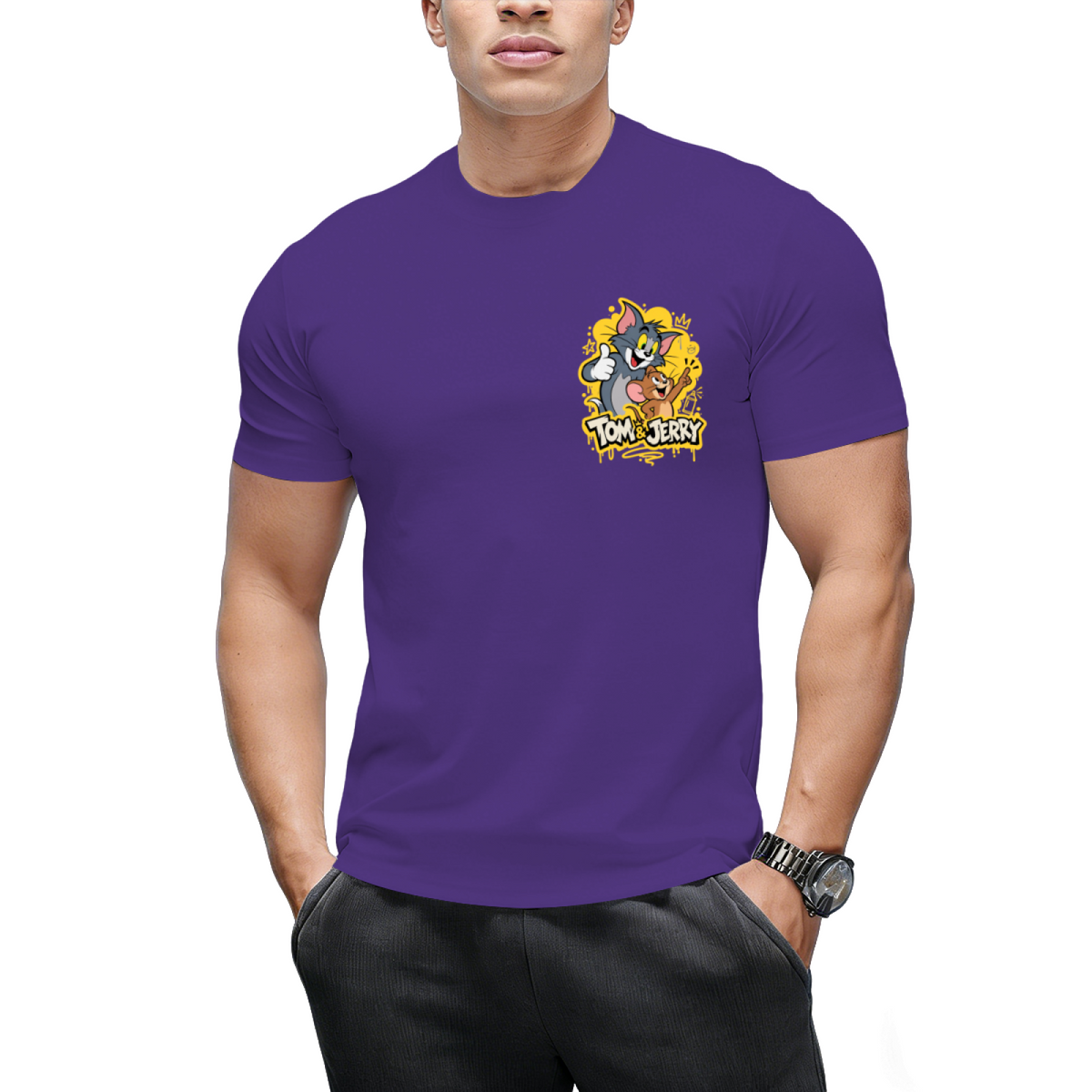 Tom and Jerry Thumbs Up "Happy Time" Graffiti T-Shirt
