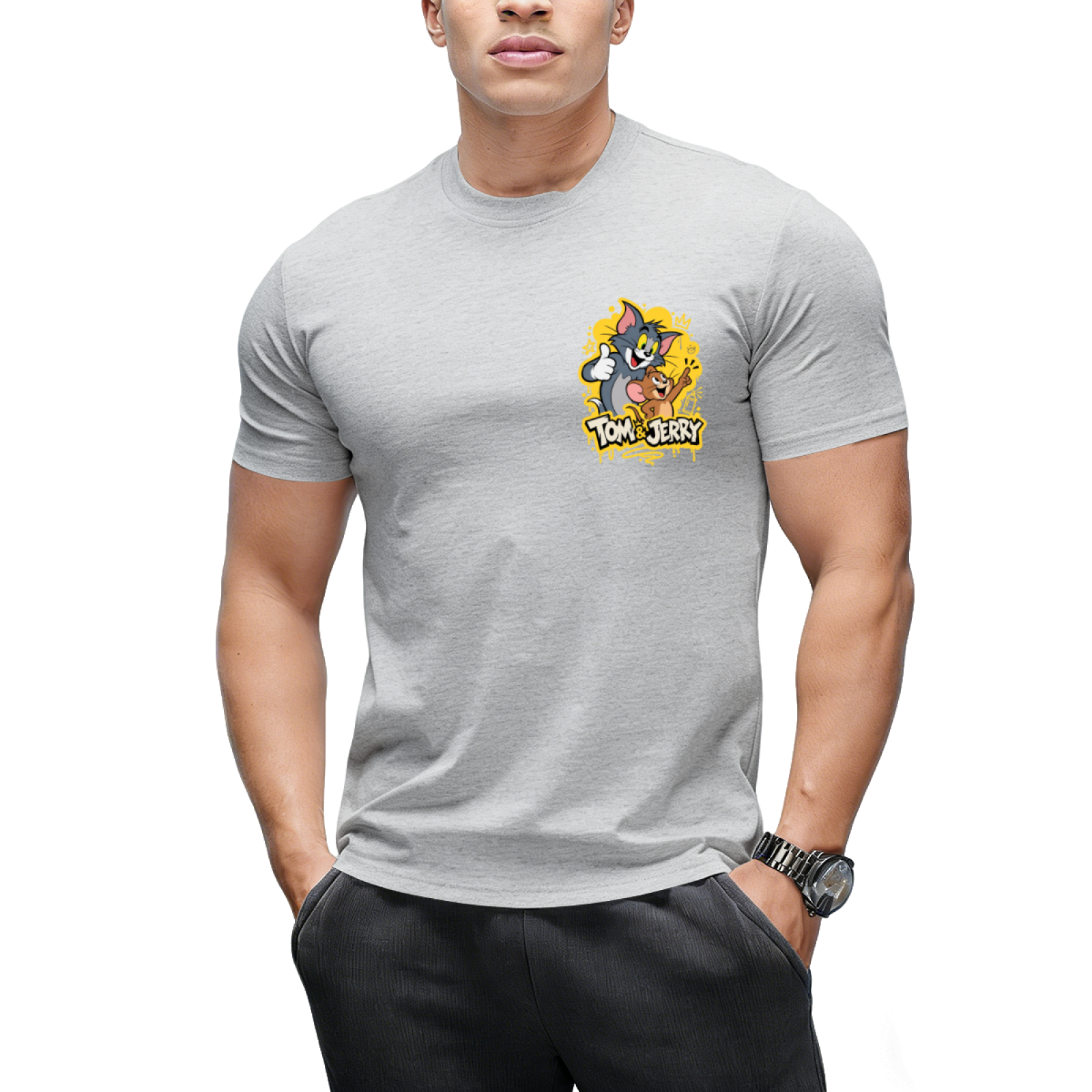 Tom and Jerry Thumbs Up "Happy Time" Graffiti T-Shirt