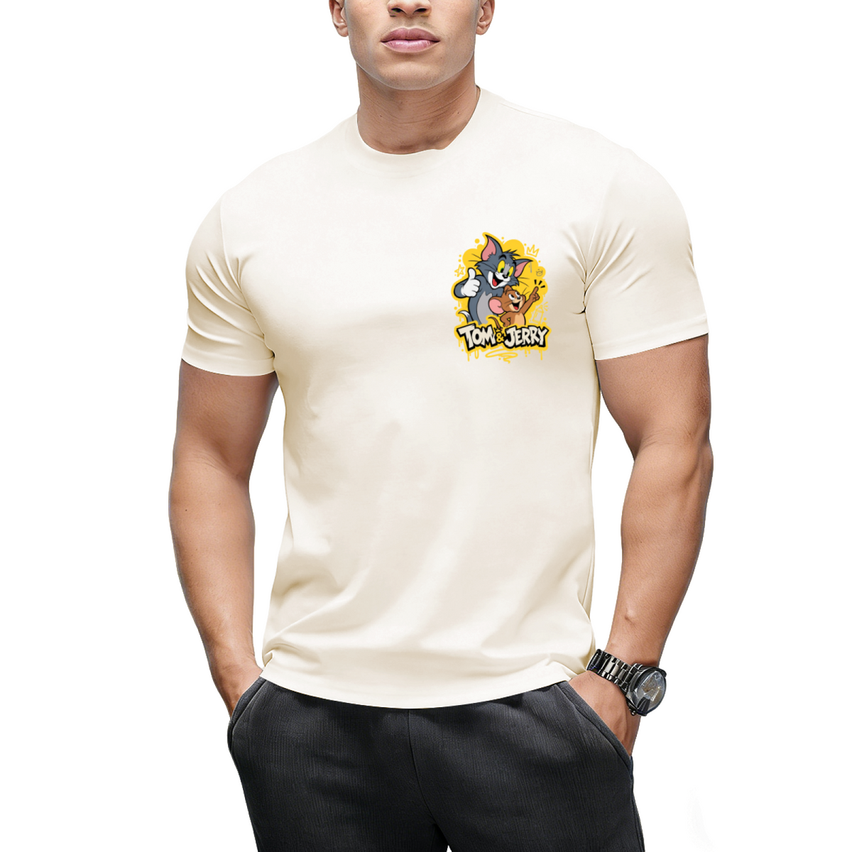 Tom and Jerry Thumbs Up "Happy Time" Graffiti T-Shirt