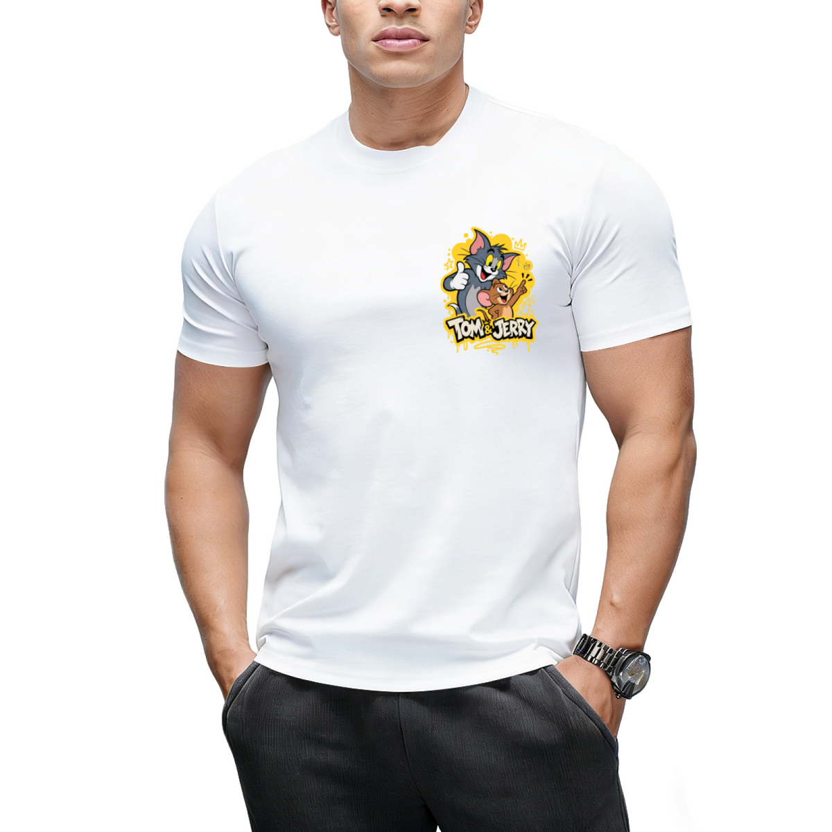 Tom and Jerry Thumbs Up "Happy Time" Graffiti T-Shirt
