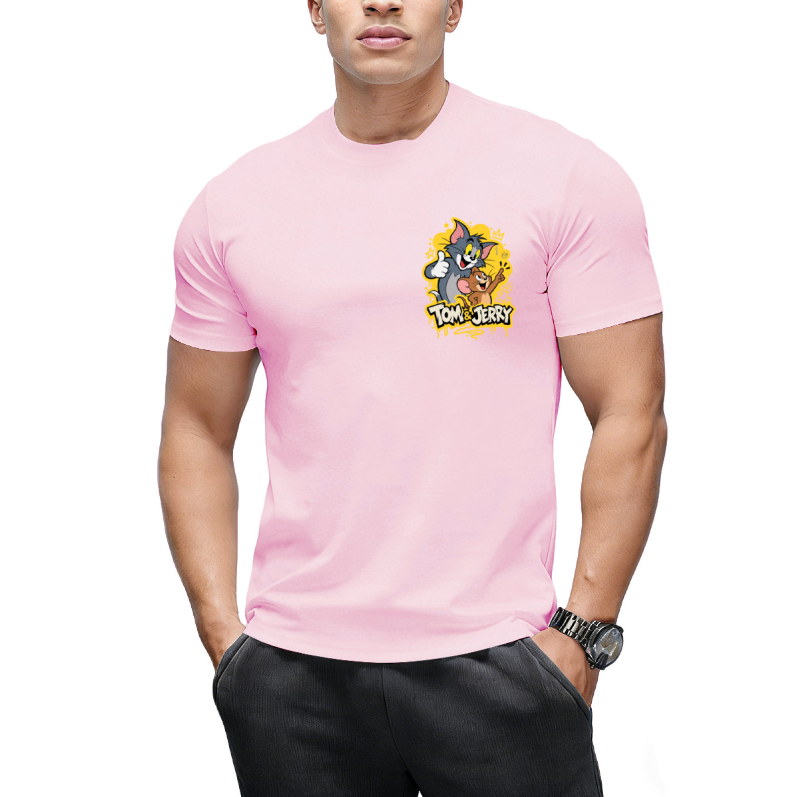 Tom and Jerry Thumbs Up "Happy Time" Graffiti T-Shirt