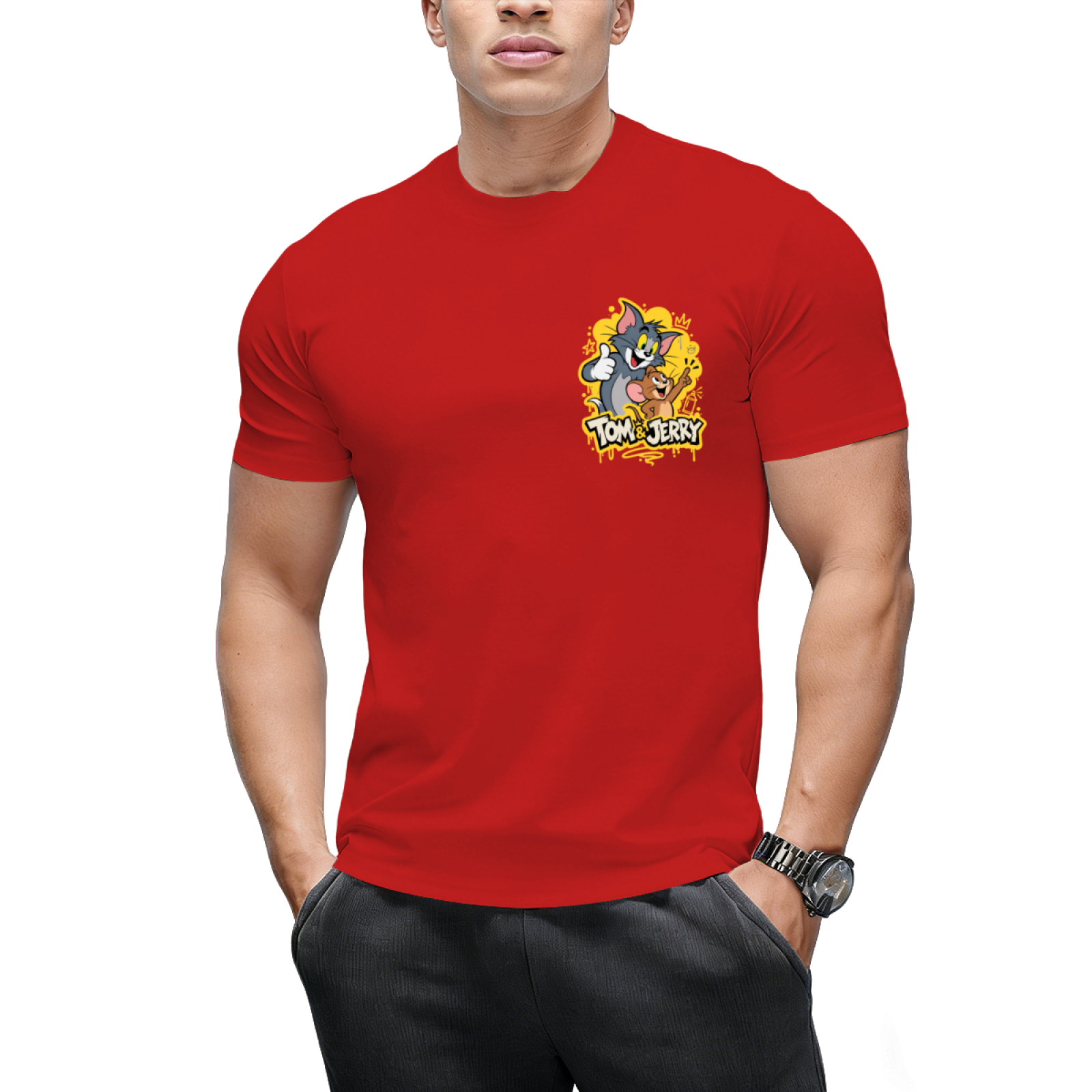 Tom and Jerry Thumbs Up "Happy Time" Graffiti T-Shirt