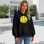 Hoodie product image with i’m so happy smiley artwork