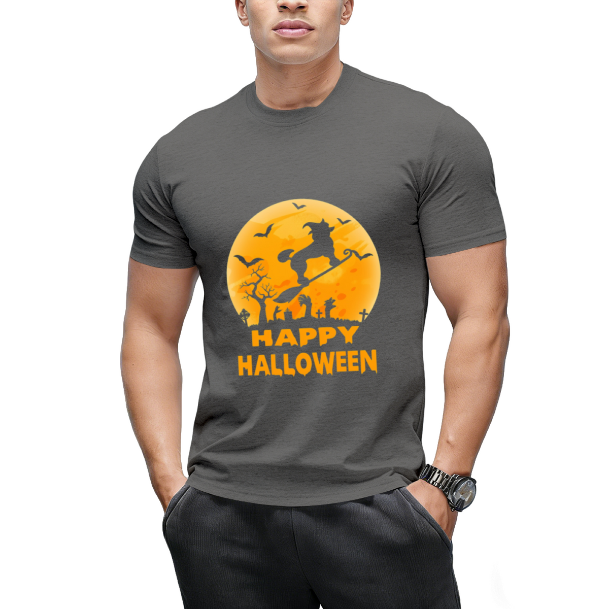 Poodle Dog Witch Halloween Graphic T-Shirt
