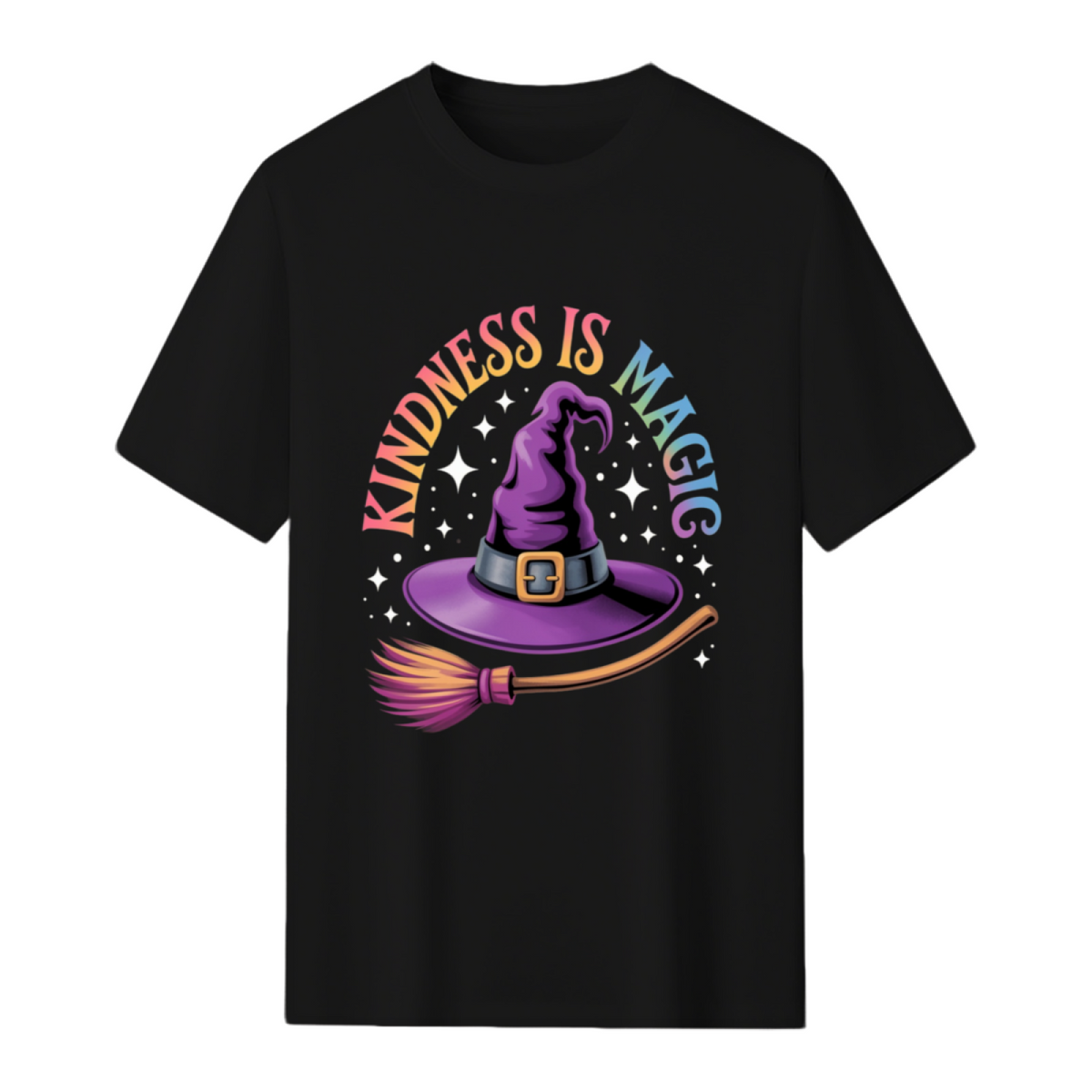 Kindness Is Magic Rainbow Pride Witch Hat Graphic T-Shirt