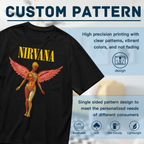 Nirvana In Utero Pink Angel Album Graphic T-Shirt — product design preview of the artwork; pink winged-angel artwork references “In Utero