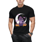 Pastel Goth Black Cat Witch Graphic T-Shirt