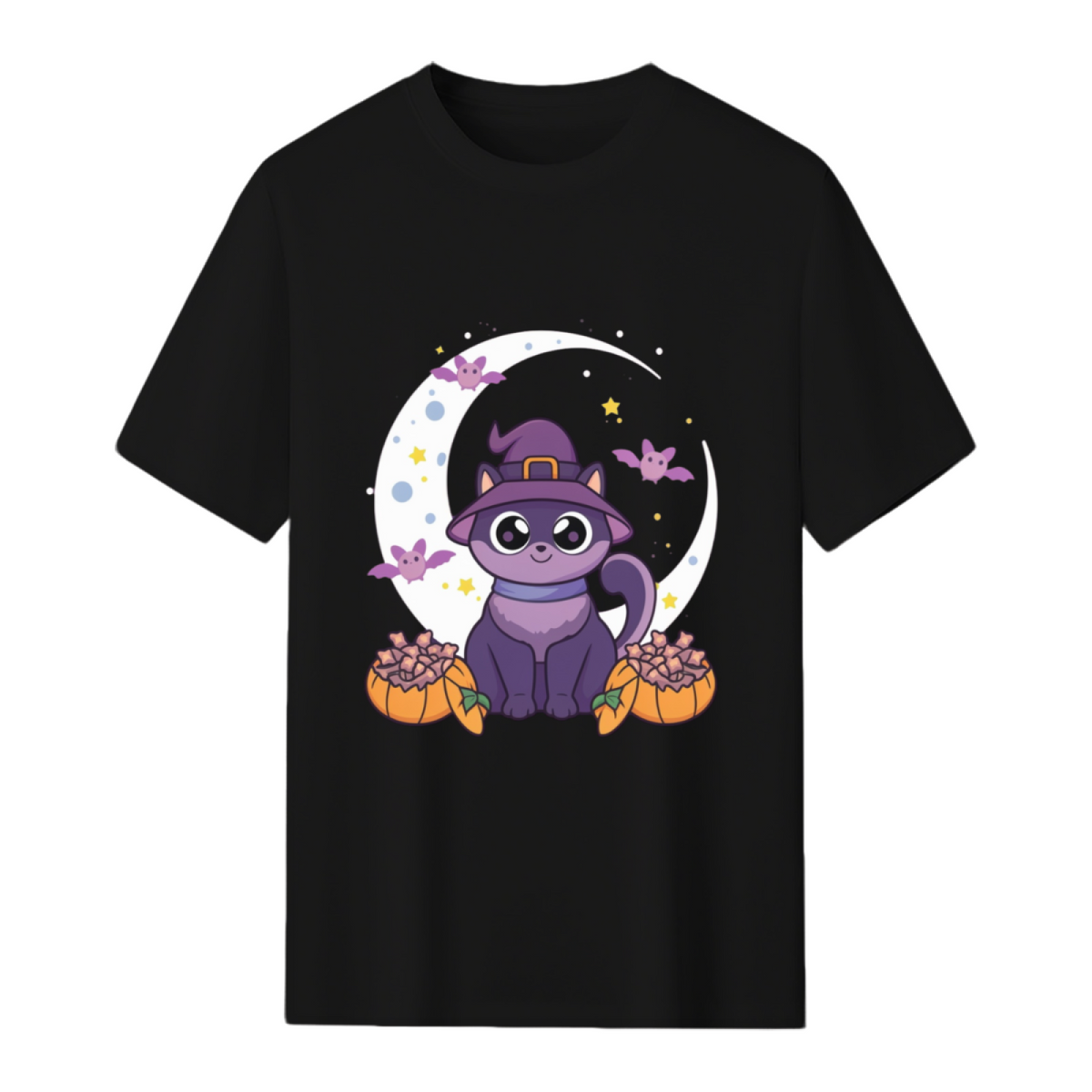 Pastel Goth Black Cat Witch Graphic T-Shirt