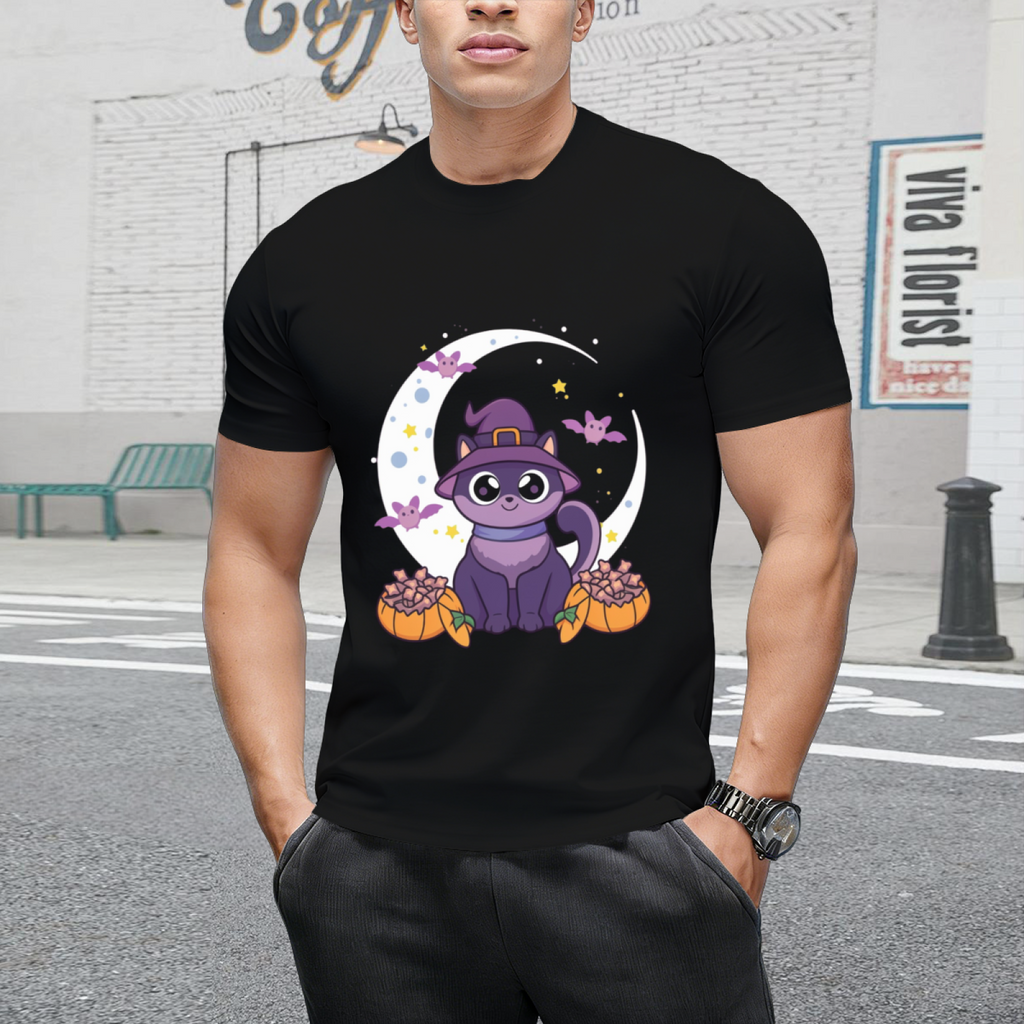 Pastel Goth Black Cat Witch Graphic T-Shirt