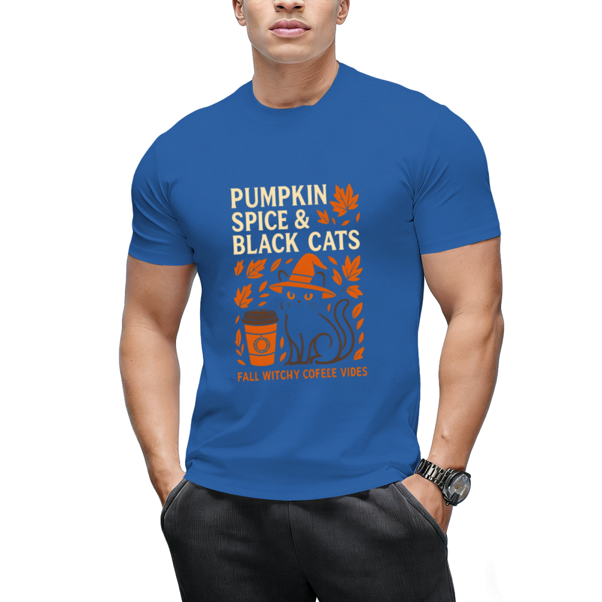 Pumpkin Spice Black Cat Nights Graphic T-Shirt
