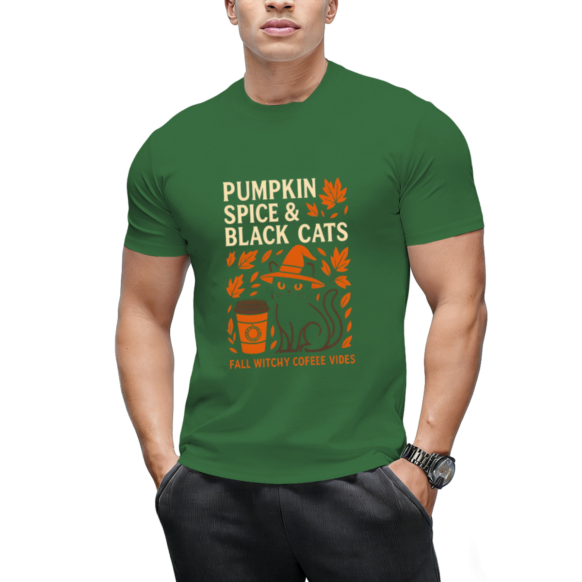 Pumpkin Spice Black Cat Nights Graphic T-Shirt