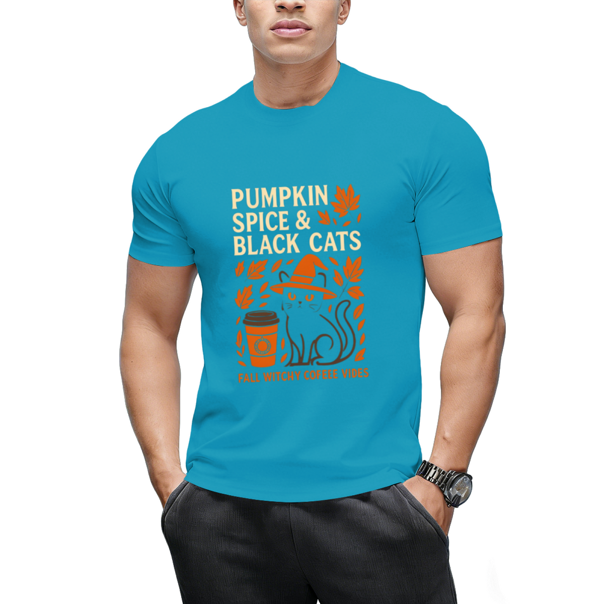Pumpkin Spice Black Cat Nights Graphic T-Shirt