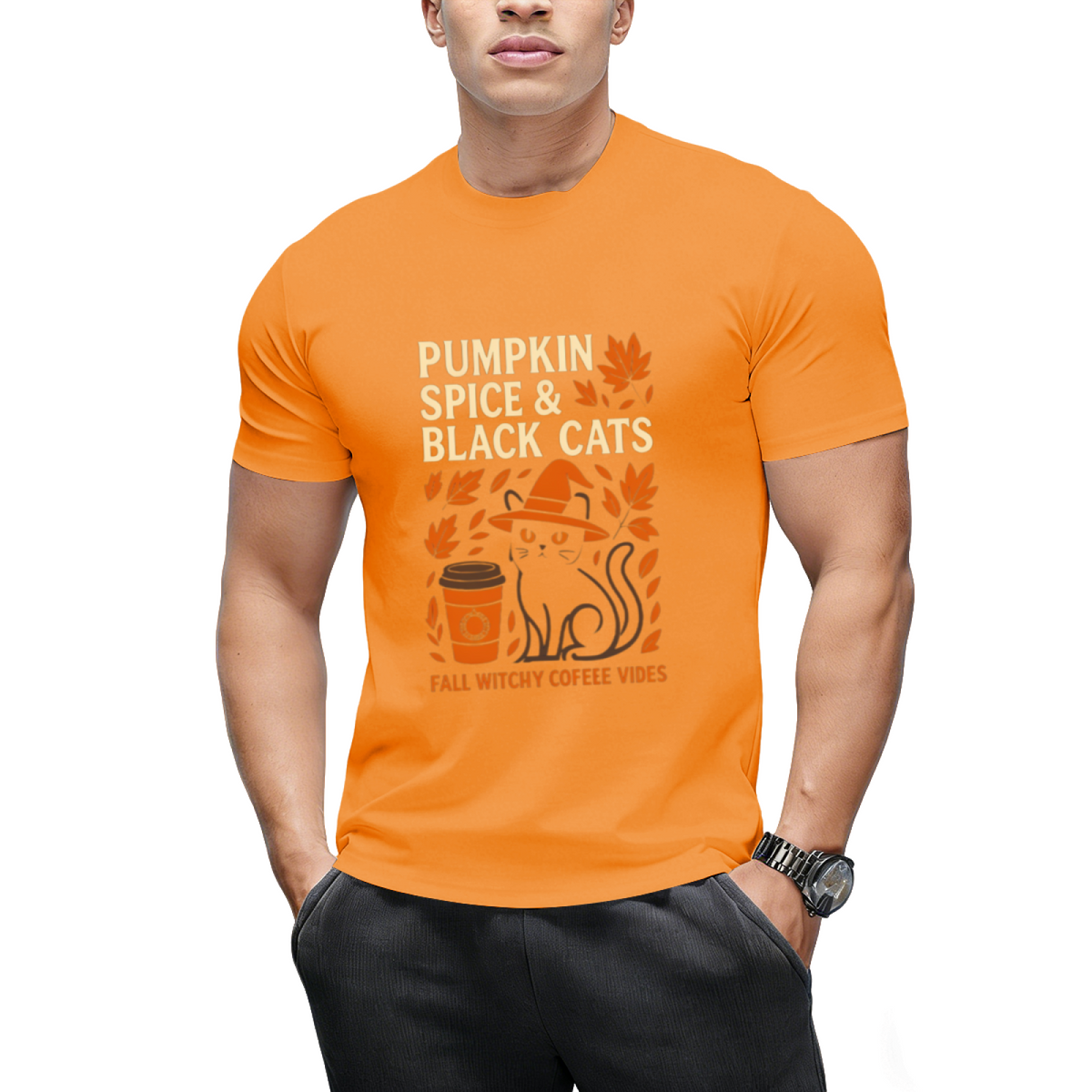Pumpkin Spice Black Cat Nights Graphic T-Shirt