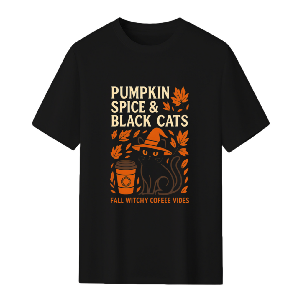 Pumpkin Spice Black Cat Nights Graphic T-Shirt