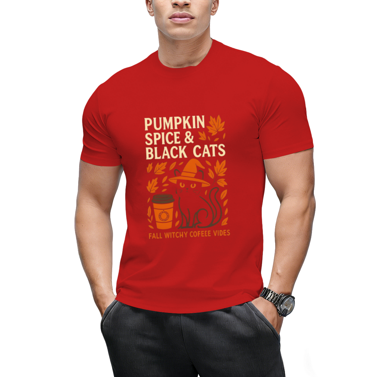 Pumpkin Spice Black Cat Nights Graphic T-Shirt
