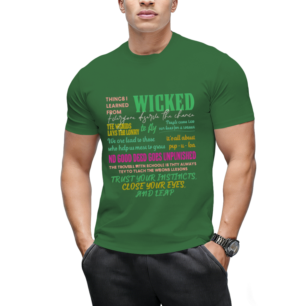 Wicked Colorful Quote Collage Graphic T-Shirt