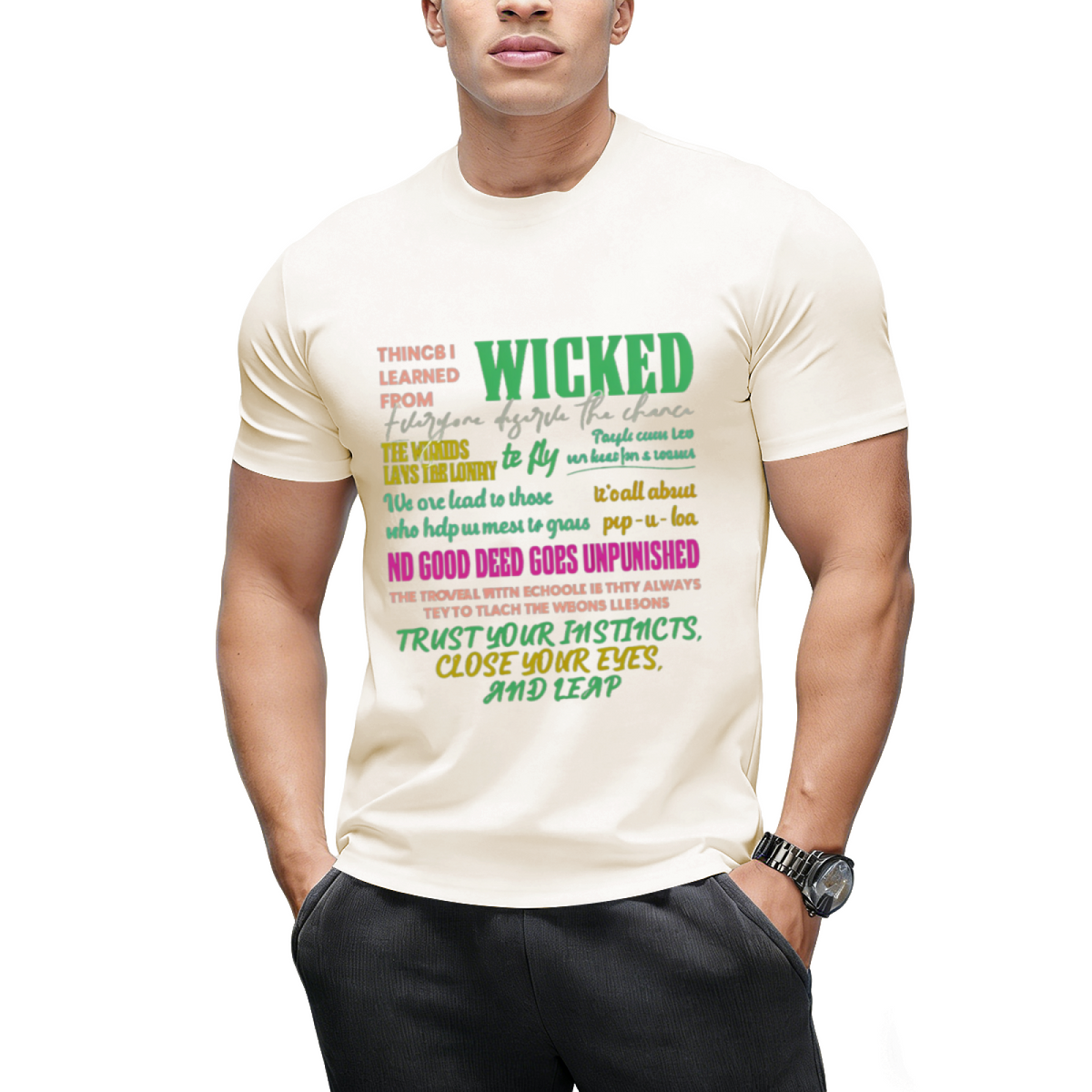 Wicked Colorful Quote Collage Graphic T-Shirt