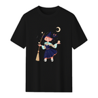 Crescent Moon Cartoon Witch Graphic T-Shirt