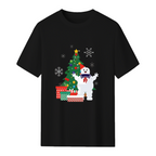 Stay Puft Ghostbusters Around the Christmas Tree Graphic T-Shirt