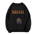 Crewneck sweatshirt product image with Kurt Cobain acoustic-guitar performance